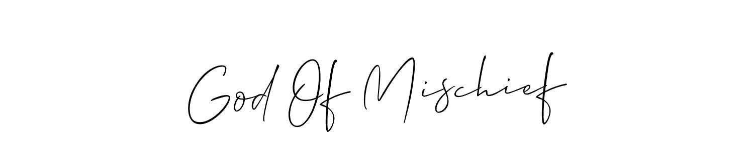 Create a beautiful signature design for name God Of Mischief. With this signature (Allison_Script) fonts, you can make a handwritten signature for free. God Of Mischief signature style 2 images and pictures png