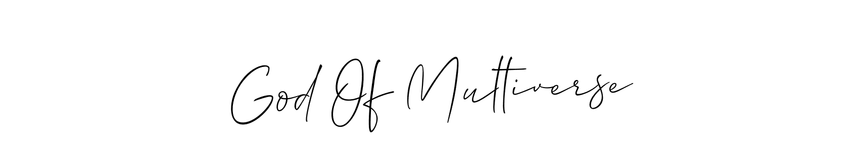 The best way (Allison_Script) to make a short signature is to pick only two or three words in your name. The name God Of Multiverse include a total of six letters. For converting this name. God Of Multiverse signature style 2 images and pictures png