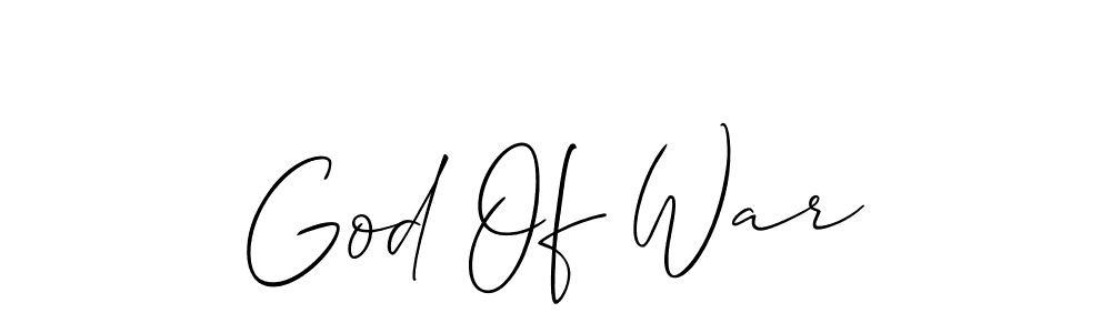 Make a beautiful signature design for name God Of War. With this signature (Allison_Script) style, you can create a handwritten signature for free. God Of War signature style 2 images and pictures png