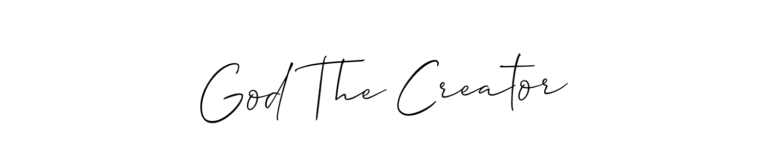 Use a signature maker to create a handwritten signature online. With this signature software, you can design (Allison_Script) your own signature for name God The Creator. God The Creator signature style 2 images and pictures png