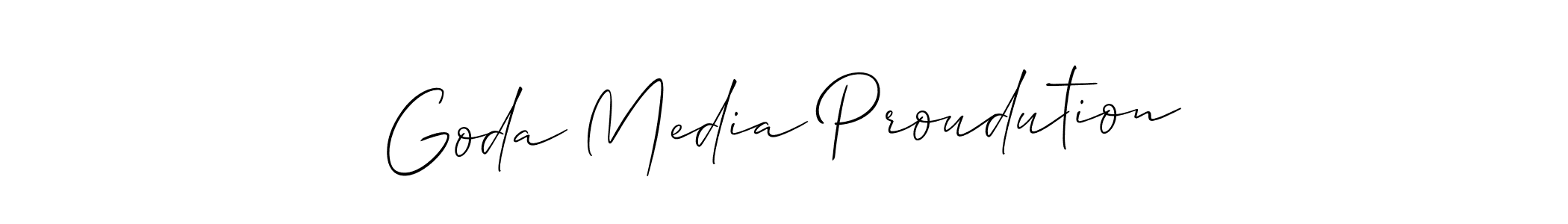 Allison_Script is a professional signature style that is perfect for those who want to add a touch of class to their signature. It is also a great choice for those who want to make their signature more unique. Get Goda Media Proudution name to fancy signature for free. Goda Media Proudution signature style 2 images and pictures png