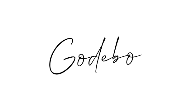 Allison_Script is a professional signature style that is perfect for those who want to add a touch of class to their signature. It is also a great choice for those who want to make their signature more unique. Get Godebo name to fancy signature for free. Godebo signature style 2 images and pictures png