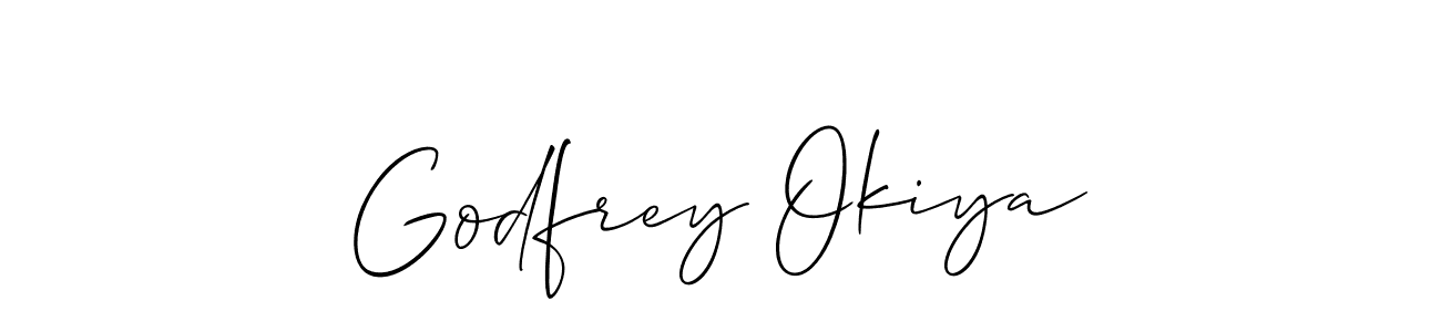 Also You can easily find your signature by using the search form. We will create Godfrey Okiya name handwritten signature images for you free of cost using Allison_Script sign style. Godfrey Okiya signature style 2 images and pictures png