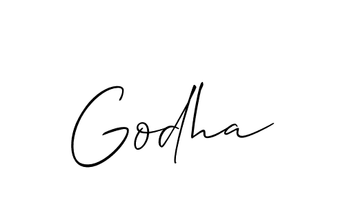 How to make Godha signature? Allison_Script is a professional autograph style. Create handwritten signature for Godha name. Godha signature style 2 images and pictures png