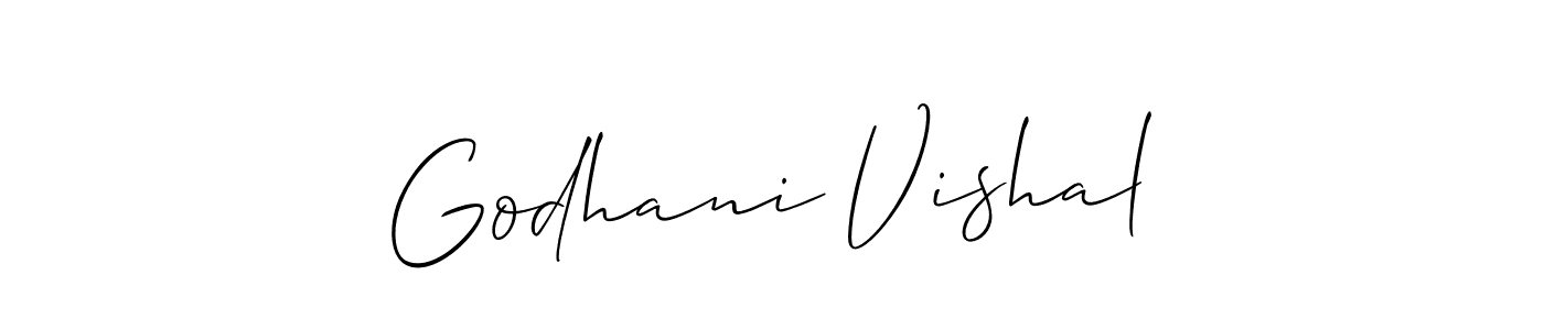 Also we have Godhani Vishal name is the best signature style. Create professional handwritten signature collection using Allison_Script autograph style. Godhani Vishal signature style 2 images and pictures png