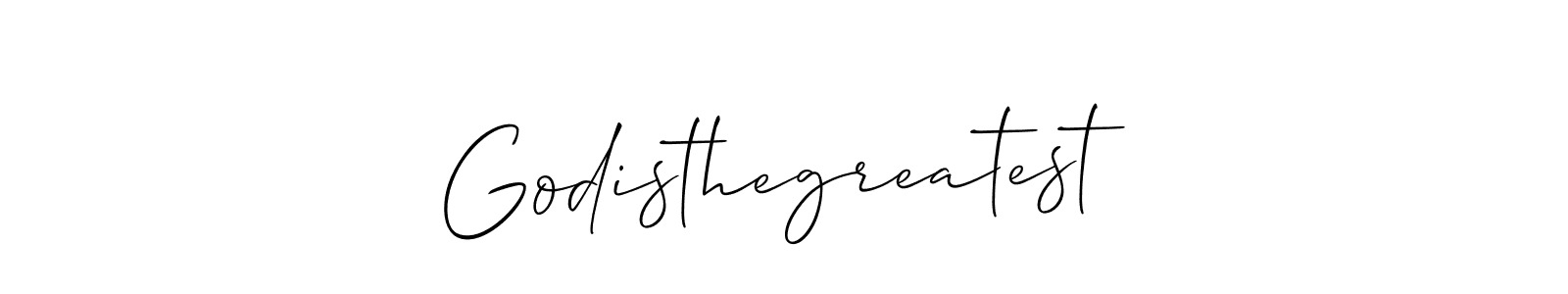 Use a signature maker to create a handwritten signature online. With this signature software, you can design (Allison_Script) your own signature for name Godisthegreatest. Godisthegreatest signature style 2 images and pictures png