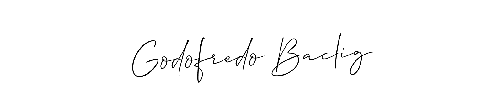 How to Draw Godofredo Baclig signature style? Allison_Script is a latest design signature styles for name Godofredo Baclig. Godofredo Baclig signature style 2 images and pictures png