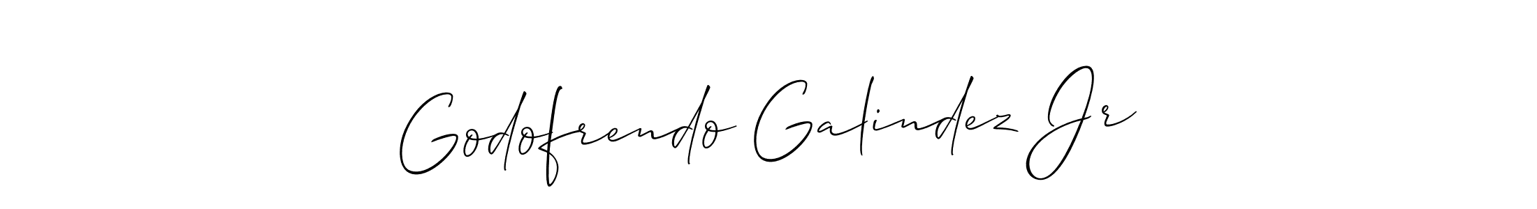 The best way (Allison_Script) to make a short signature is to pick only two or three words in your name. The name Godofrendo Galindez Jr include a total of six letters. For converting this name. Godofrendo Galindez Jr signature style 2 images and pictures png