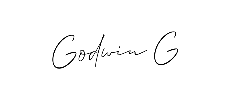 if you are searching for the best signature style for your name Godwin G. so please give up your signature search. here we have designed multiple signature styles  using Allison_Script. Godwin G signature style 2 images and pictures png