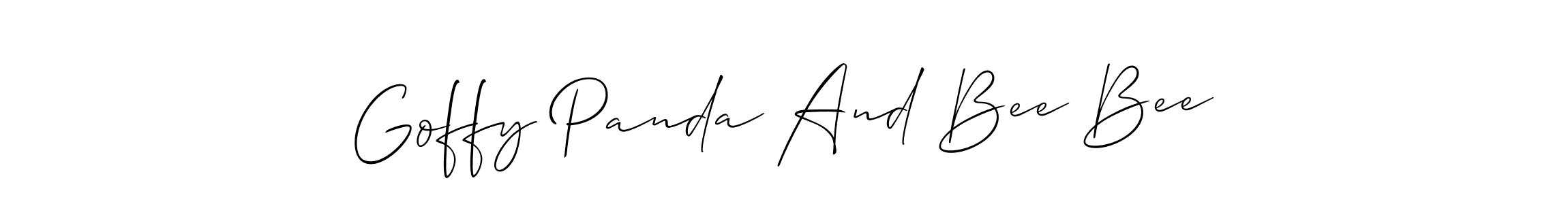 Create a beautiful signature design for name Goffy Panda And Bee Bee. With this signature (Allison_Script) fonts, you can make a handwritten signature for free. Goffy Panda And Bee Bee signature style 2 images and pictures png