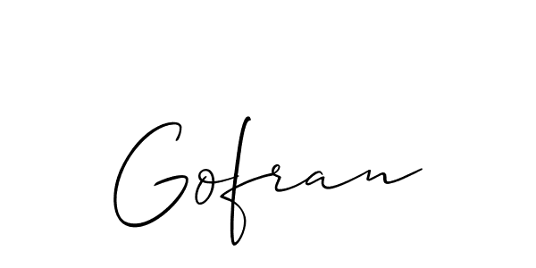 Use a signature maker to create a handwritten signature online. With this signature software, you can design (Allison_Script) your own signature for name Gofran. Gofran signature style 2 images and pictures png