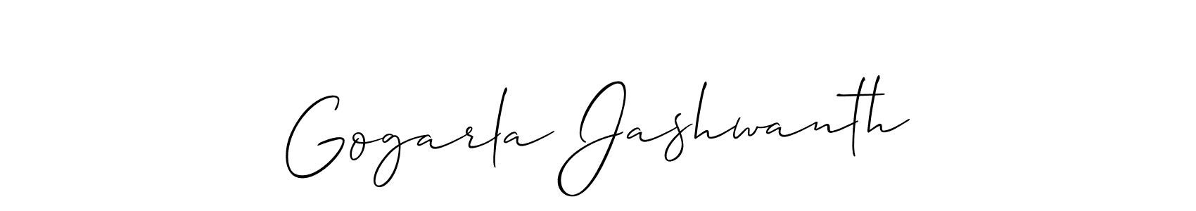 How to make Gogarla Jashwanth name signature. Use Allison_Script style for creating short signs online. This is the latest handwritten sign. Gogarla Jashwanth signature style 2 images and pictures png