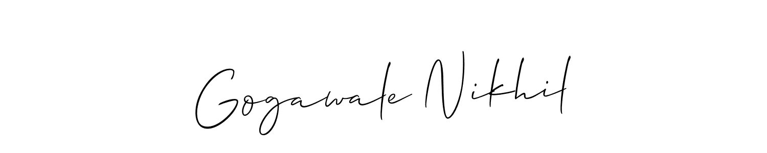 You should practise on your own different ways (Allison_Script) to write your name (Gogawale Nikhil) in signature. don't let someone else do it for you. Gogawale Nikhil signature style 2 images and pictures png