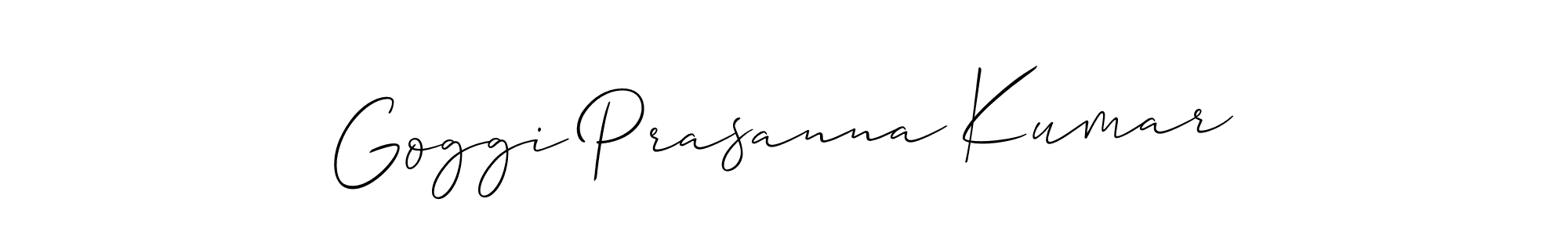 The best way (Allison_Script) to make a short signature is to pick only two or three words in your name. The name Goggi Prasanna Kumar include a total of six letters. For converting this name. Goggi Prasanna Kumar signature style 2 images and pictures png