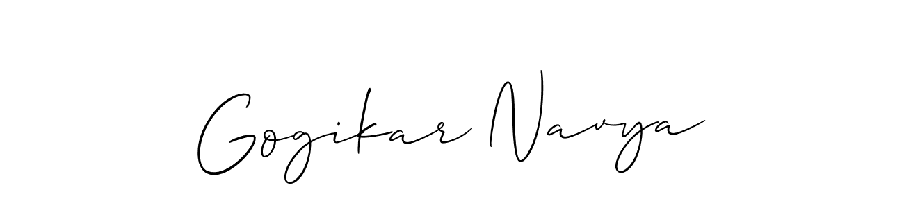 This is the best signature style for the Gogikar Navya name. Also you like these signature font (Allison_Script). Mix name signature. Gogikar Navya signature style 2 images and pictures png