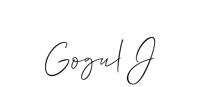 You should practise on your own different ways (Allison_Script) to write your name (Gogul J) in signature. don't let someone else do it for you. Gogul J signature style 2 images and pictures png