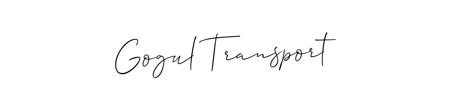 It looks lik you need a new signature style for name Gogul Transport. Design unique handwritten (Allison_Script) signature with our free signature maker in just a few clicks. Gogul Transport signature style 2 images and pictures png