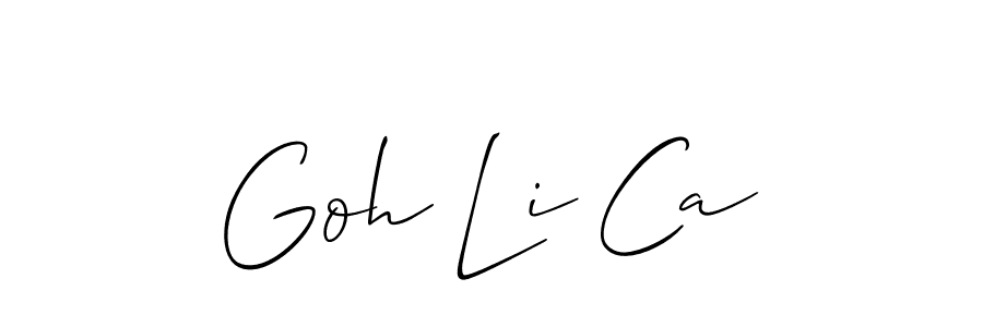 Use a signature maker to create a handwritten signature online. With this signature software, you can design (Allison_Script) your own signature for name Goh Li Ca. Goh Li Ca signature style 2 images and pictures png