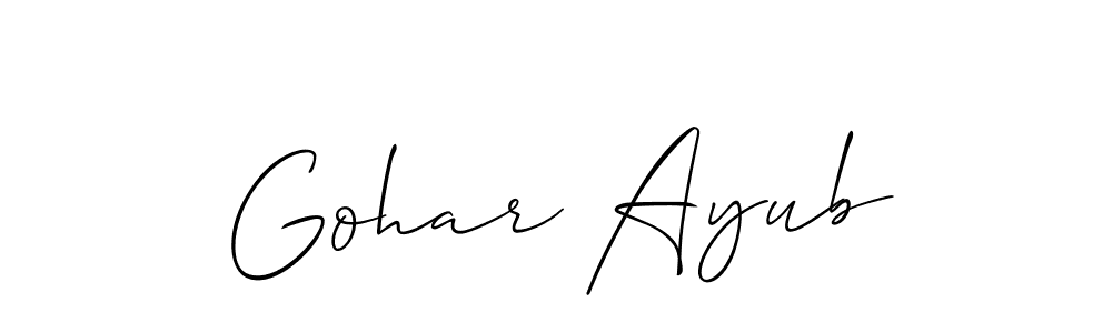 It looks lik you need a new signature style for name Gohar Ayub. Design unique handwritten (Allison_Script) signature with our free signature maker in just a few clicks. Gohar Ayub signature style 2 images and pictures png