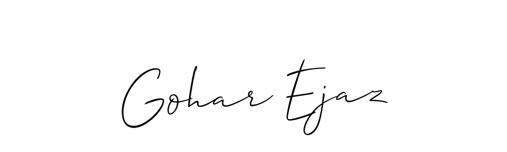 Allison_Script is a professional signature style that is perfect for those who want to add a touch of class to their signature. It is also a great choice for those who want to make their signature more unique. Get Gohar Ejaz name to fancy signature for free. Gohar Ejaz signature style 2 images and pictures png