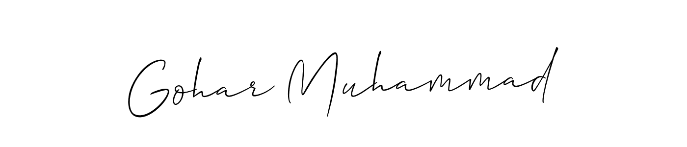 Use a signature maker to create a handwritten signature online. With this signature software, you can design (Allison_Script) your own signature for name Gohar Muhammad. Gohar Muhammad signature style 2 images and pictures png