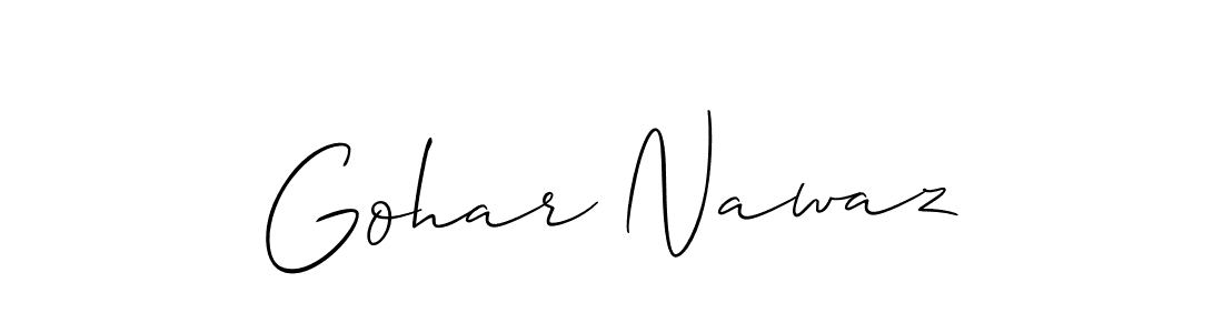Make a beautiful signature design for name Gohar Nawaz. With this signature (Allison_Script) style, you can create a handwritten signature for free. Gohar Nawaz signature style 2 images and pictures png