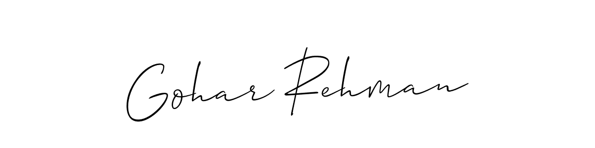 Use a signature maker to create a handwritten signature online. With this signature software, you can design (Allison_Script) your own signature for name Gohar Rehman. Gohar Rehman signature style 2 images and pictures png