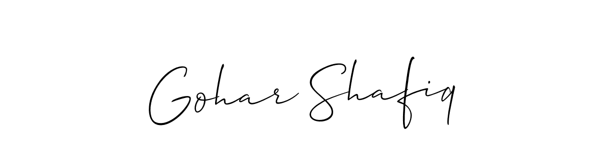 Gohar Shafiq stylish signature style. Best Handwritten Sign (Allison_Script) for my name. Handwritten Signature Collection Ideas for my name Gohar Shafiq. Gohar Shafiq signature style 2 images and pictures png