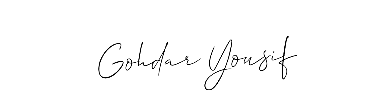 Create a beautiful signature design for name Gohdar Yousif. With this signature (Allison_Script) fonts, you can make a handwritten signature for free. Gohdar Yousif signature style 2 images and pictures png