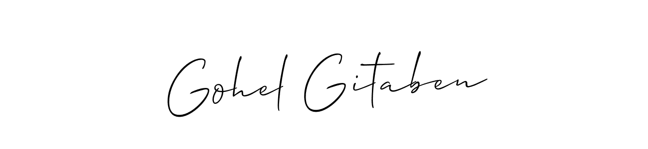 How to make Gohel Gitaben name signature. Use Allison_Script style for creating short signs online. This is the latest handwritten sign. Gohel Gitaben signature style 2 images and pictures png