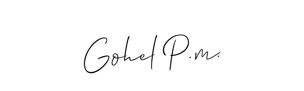 The best way (Allison_Script) to make a short signature is to pick only two or three words in your name. The name Gohel P.m. include a total of six letters. For converting this name. Gohel P.m. signature style 2 images and pictures png