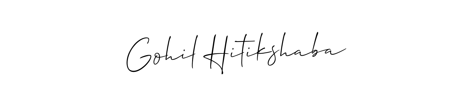 How to make Gohil Hitikshaba signature? Allison_Script is a professional autograph style. Create handwritten signature for Gohil Hitikshaba name. Gohil Hitikshaba signature style 2 images and pictures png