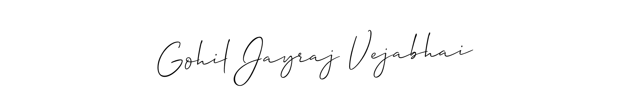 if you are searching for the best signature style for your name Gohil Jayraj Vejabhai. so please give up your signature search. here we have designed multiple signature styles  using Allison_Script. Gohil Jayraj Vejabhai signature style 2 images and pictures png