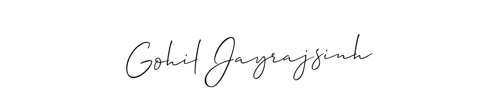 How to make Gohil Jayrajsinh signature? Allison_Script is a professional autograph style. Create handwritten signature for Gohil Jayrajsinh name. Gohil Jayrajsinh signature style 2 images and pictures png