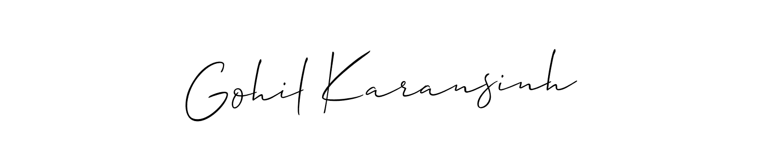 Make a beautiful signature design for name Gohil Karansinh. With this signature (Allison_Script) style, you can create a handwritten signature for free. Gohil Karansinh signature style 2 images and pictures png