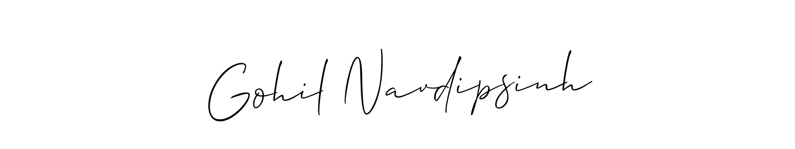 How to make Gohil Navdipsinh name signature. Use Allison_Script style for creating short signs online. This is the latest handwritten sign. Gohil Navdipsinh signature style 2 images and pictures png