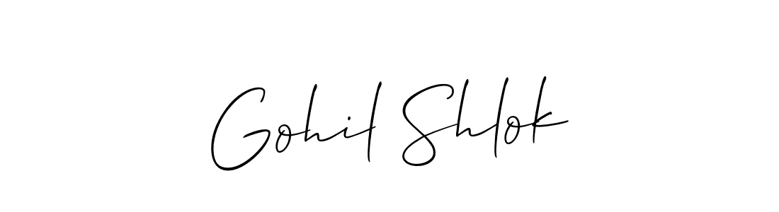 Also You can easily find your signature by using the search form. We will create Gohil Shlok name handwritten signature images for you free of cost using Allison_Script sign style. Gohil Shlok signature style 2 images and pictures png