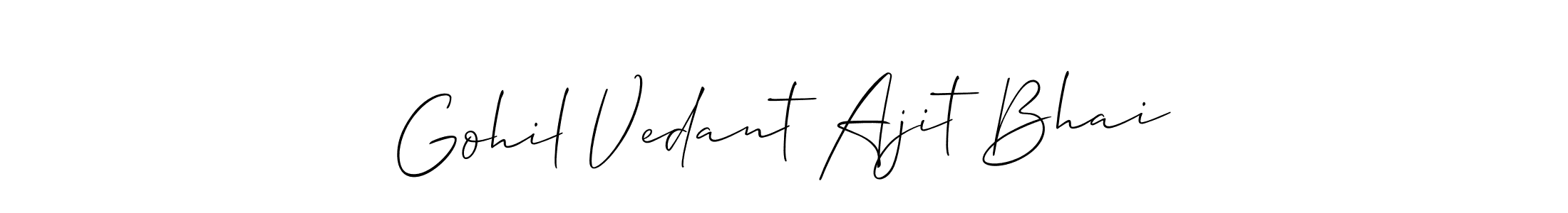 The best way (Allison_Script) to make a short signature is to pick only two or three words in your name. The name Gohil Vedant Ajit Bhai include a total of six letters. For converting this name. Gohil Vedant Ajit Bhai signature style 2 images and pictures png