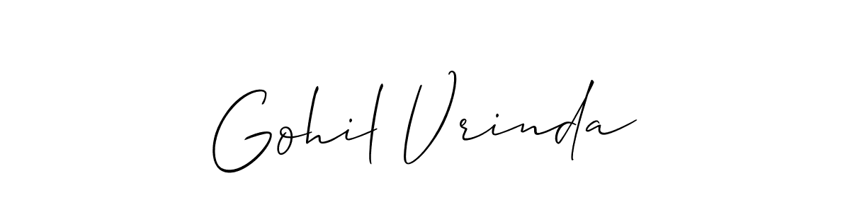 How to make Gohil Vrinda signature? Allison_Script is a professional autograph style. Create handwritten signature for Gohil Vrinda name. Gohil Vrinda signature style 2 images and pictures png