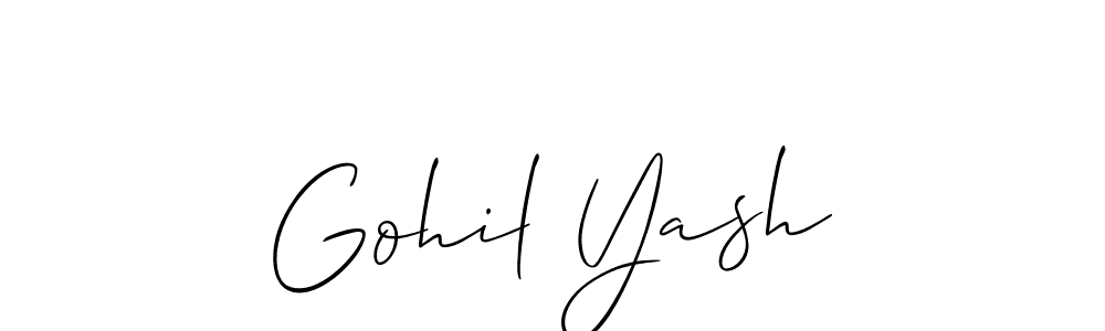 How to make Gohil Yash name signature. Use Allison_Script style for creating short signs online. This is the latest handwritten sign. Gohil Yash signature style 2 images and pictures png