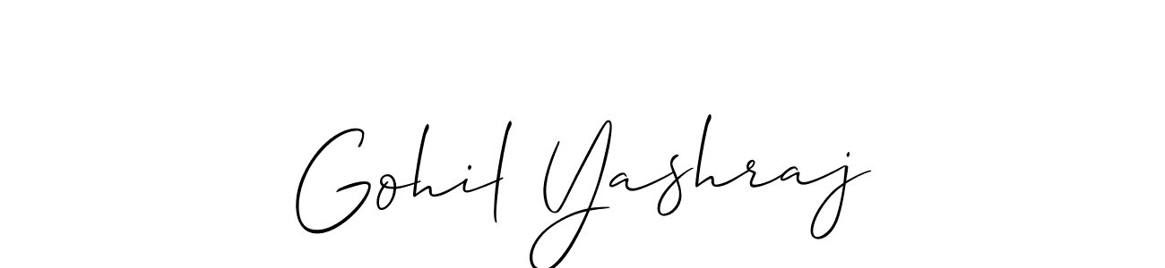 Make a beautiful signature design for name Gohil Yashraj. With this signature (Allison_Script) style, you can create a handwritten signature for free. Gohil Yashraj signature style 2 images and pictures png