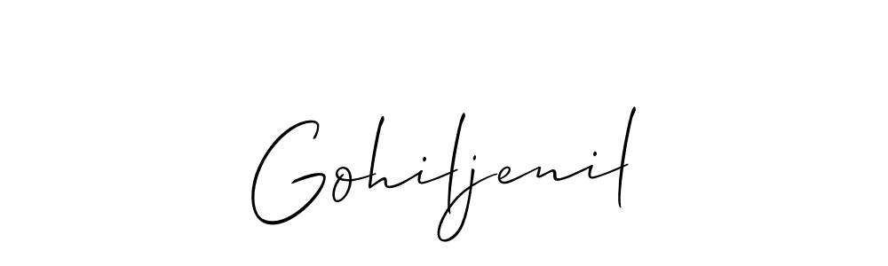 Make a beautiful signature design for name Gohiljenil. With this signature (Allison_Script) style, you can create a handwritten signature for free. Gohiljenil signature style 2 images and pictures png