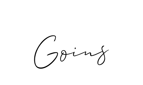 Also You can easily find your signature by using the search form. We will create Goins name handwritten signature images for you free of cost using Allison_Script sign style. Goins signature style 2 images and pictures png