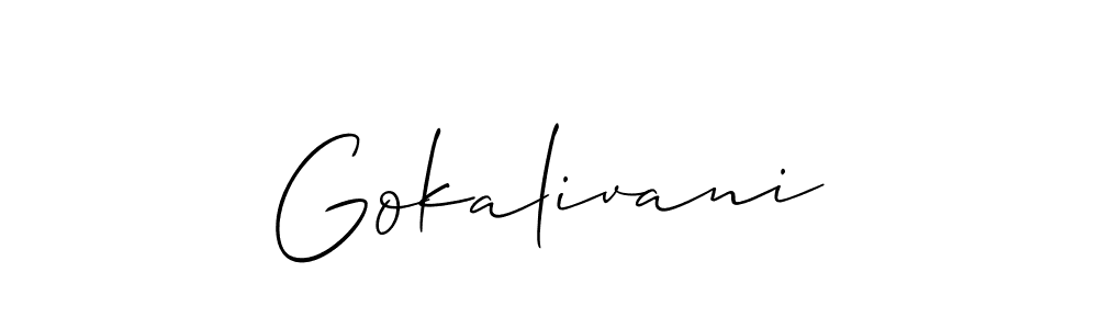 Also You can easily find your signature by using the search form. We will create Gokalivani name handwritten signature images for you free of cost using Allison_Script sign style. Gokalivani signature style 2 images and pictures png