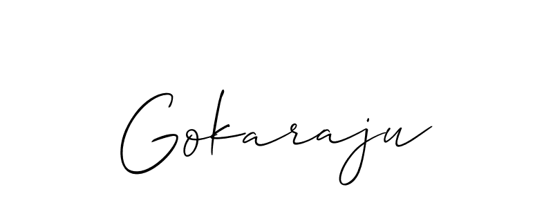 Make a beautiful signature design for name Gokaraju. With this signature (Allison_Script) style, you can create a handwritten signature for free. Gokaraju signature style 2 images and pictures png