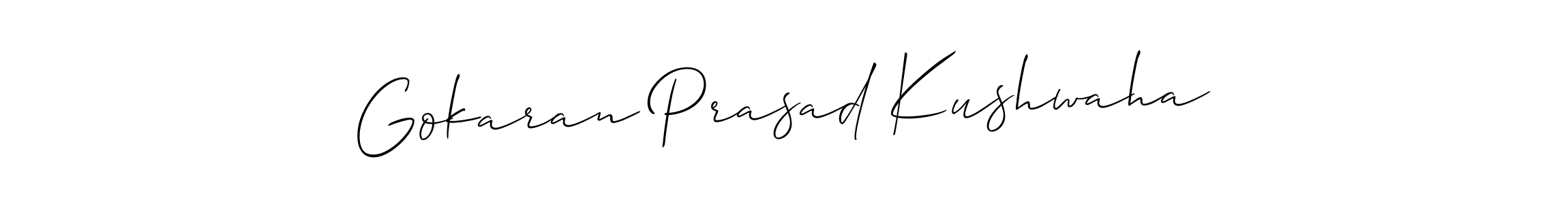 if you are searching for the best signature style for your name Gokaran Prasad Kushwaha. so please give up your signature search. here we have designed multiple signature styles  using Allison_Script. Gokaran Prasad Kushwaha signature style 2 images and pictures png