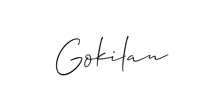 Make a beautiful signature design for name Gokilan. With this signature (Allison_Script) style, you can create a handwritten signature for free. Gokilan signature style 2 images and pictures png