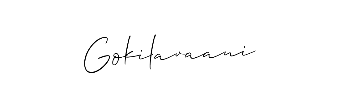 You should practise on your own different ways (Allison_Script) to write your name (Gokilavaani) in signature. don't let someone else do it for you. Gokilavaani signature style 2 images and pictures png