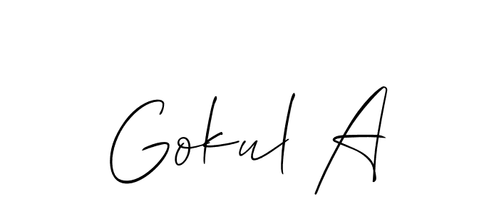 It looks lik you need a new signature style for name Gokul A. Design unique handwritten (Allison_Script) signature with our free signature maker in just a few clicks. Gokul A signature style 2 images and pictures png