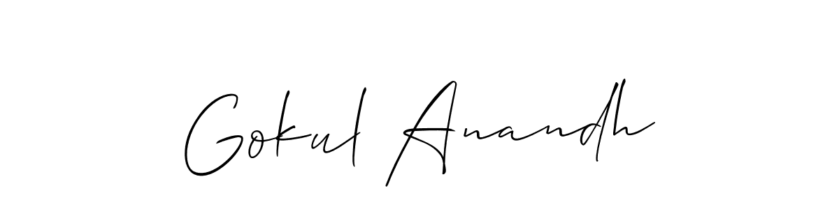 Use a signature maker to create a handwritten signature online. With this signature software, you can design (Allison_Script) your own signature for name Gokul Anandh. Gokul Anandh signature style 2 images and pictures png